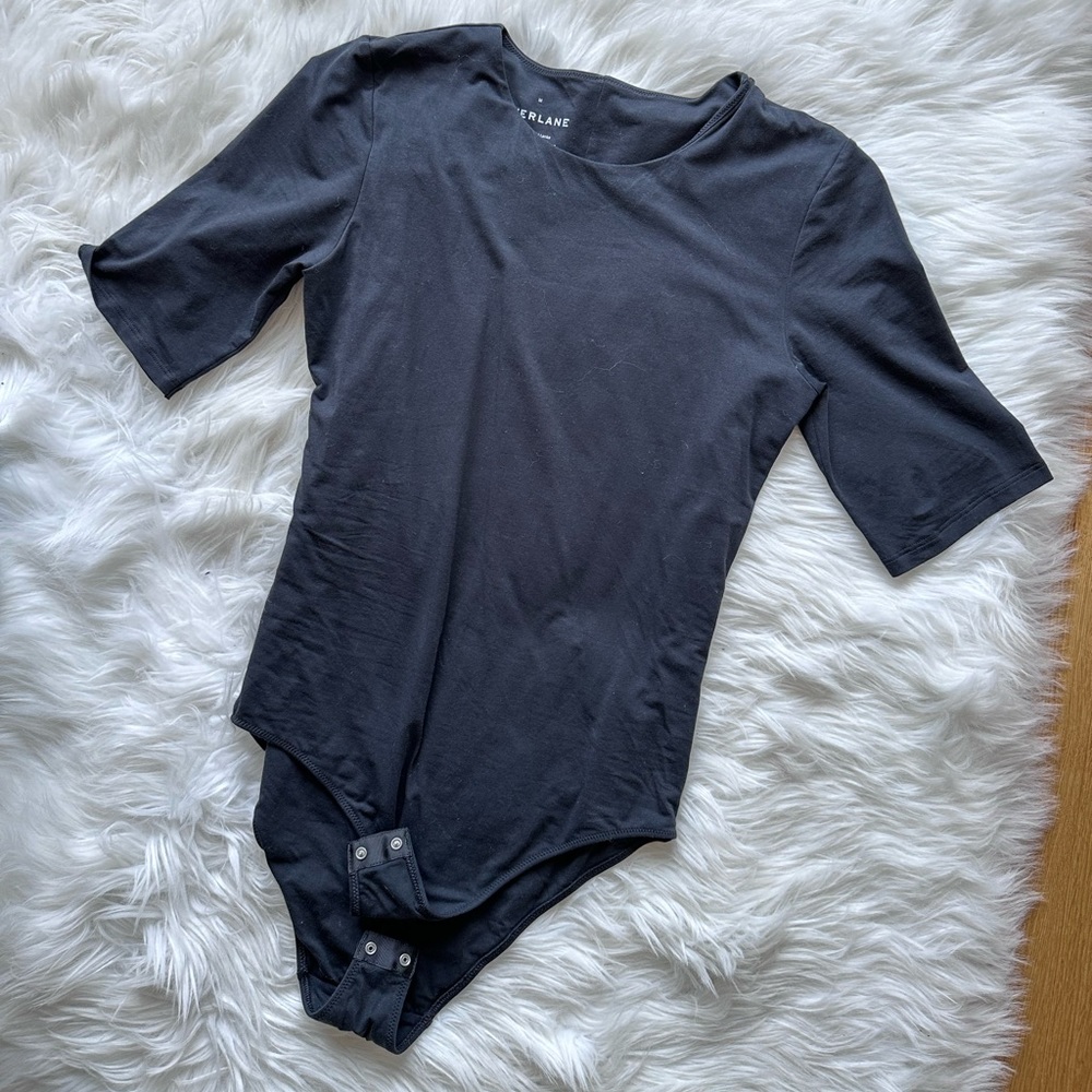 Everlane The Short-Sleeve Crew Neck Bodysuit - Size M - Black